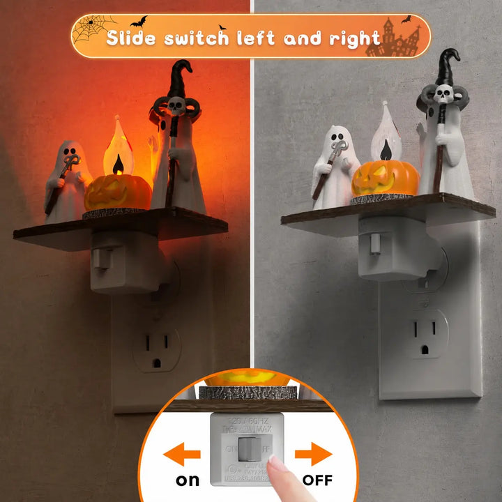 Ghost Campfire Night Light — Flickering LED Halloween Decor
