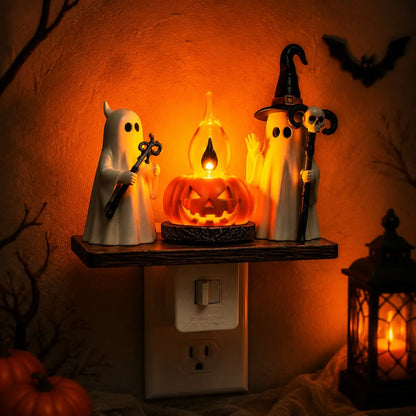 Ghost Campfire Night Light — Flickering LED Halloween Decor
