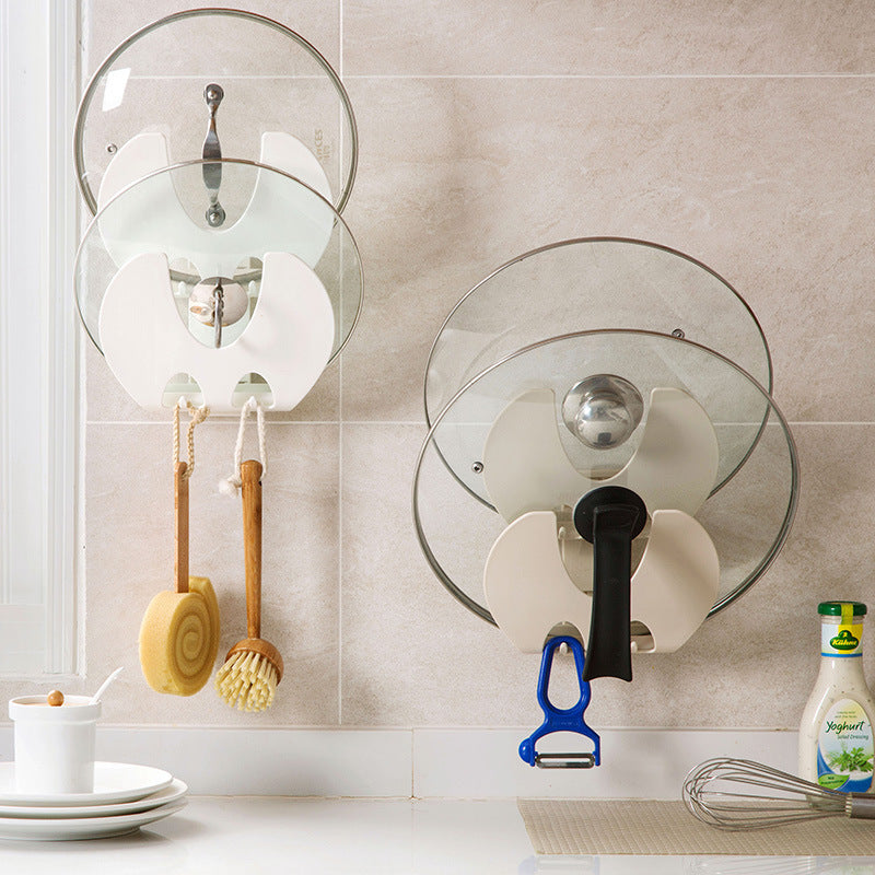 Stick-On Pot Lid Organizer — 2-Tier, No-Drill Cabinet & Wall Rack