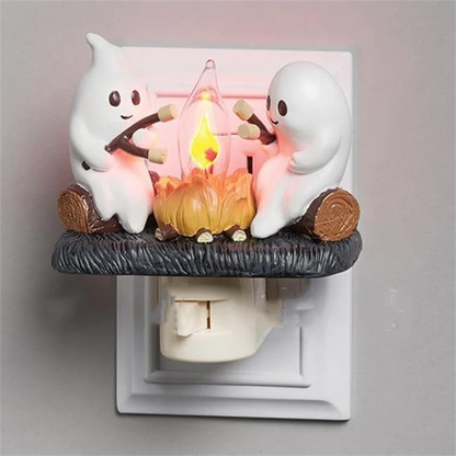 3D Flickering Campfire Night Light — Plug-In LED Cozy Nightlight for Bedroom, Hallway & Holiday Decor